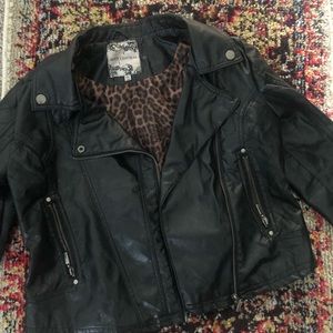 Cropped Faux Leather Jacket